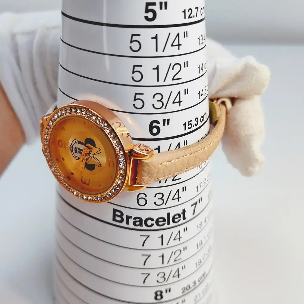 Disney Minnie Mouse Rose Gold Watch White Rhinestones